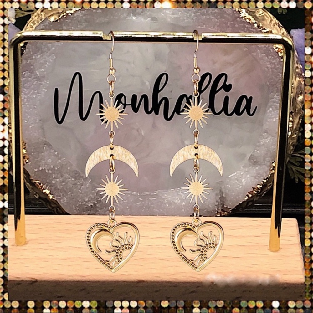 New gold hippie moon sun star phase celestial gods long